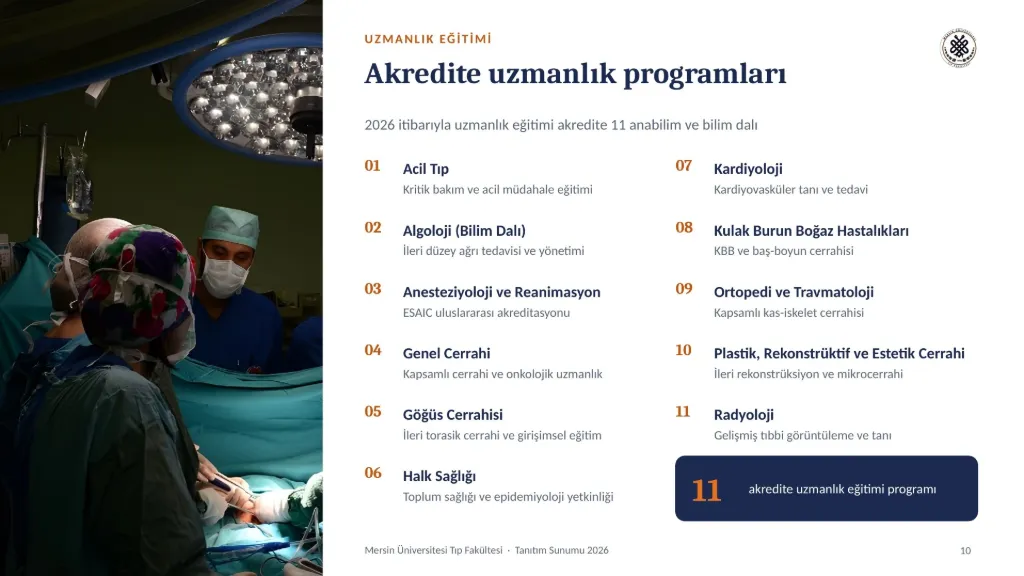 Slayt 10: Akredite uzmanlık programları