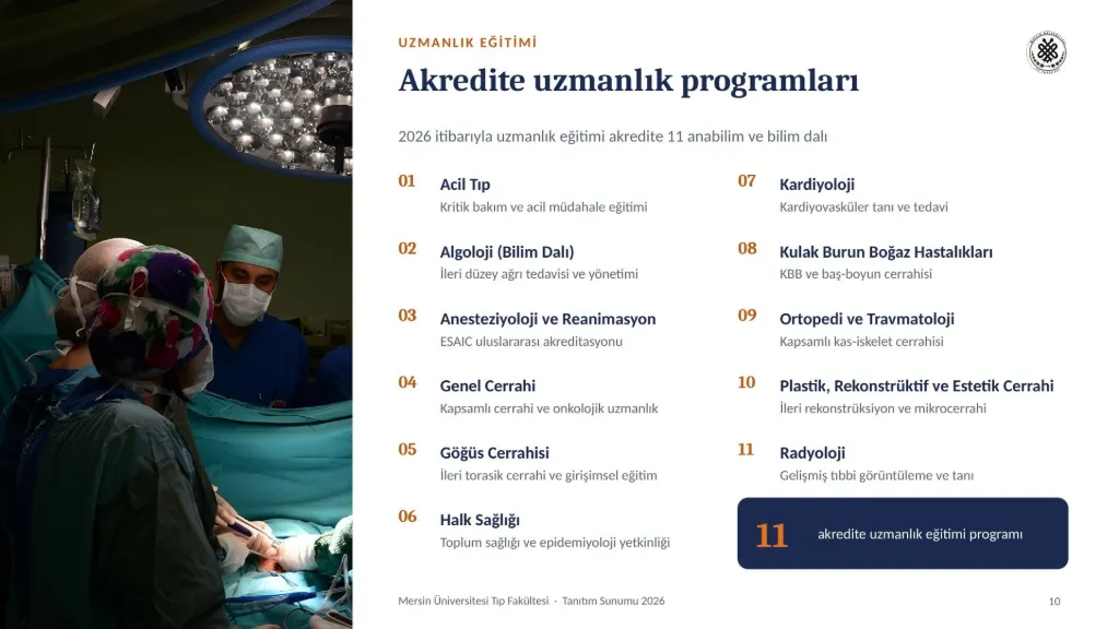 Slayt 10: Akredite uzmanlık programları