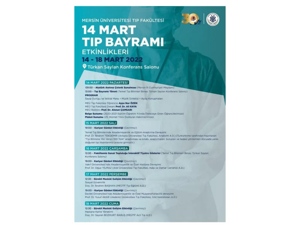 Slayt 25: 14 Mart Tıp Bayramı etkinlik programı