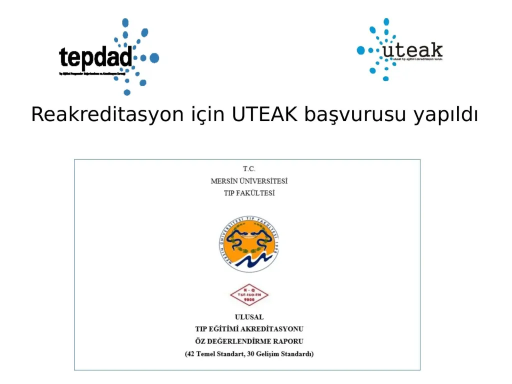 Slayt 49: Reakreditasyon için UTEAK başvurusu