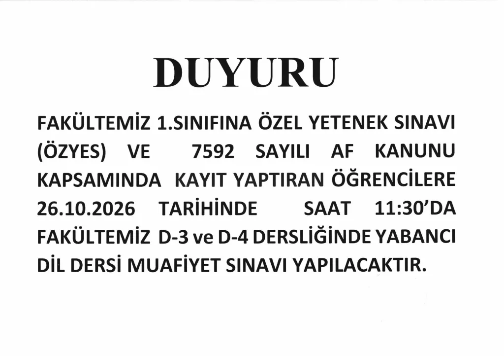 Muafiyet Sınavı Duyurusu, 1/1