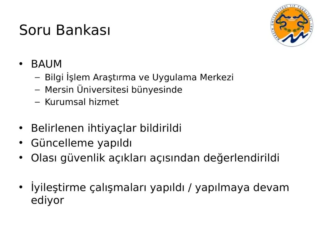 Slayt 22: Soru bankası: altyapı ve güvenlik