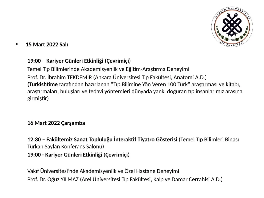 Slayt 27: Tıp Bayramı Haftası etkinlikleri (devamı)