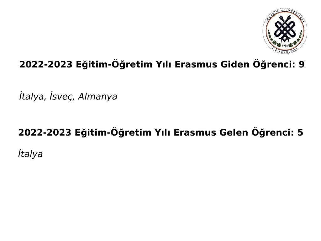 Slayt 9: Erasmus giden ve gelen öğrenciler