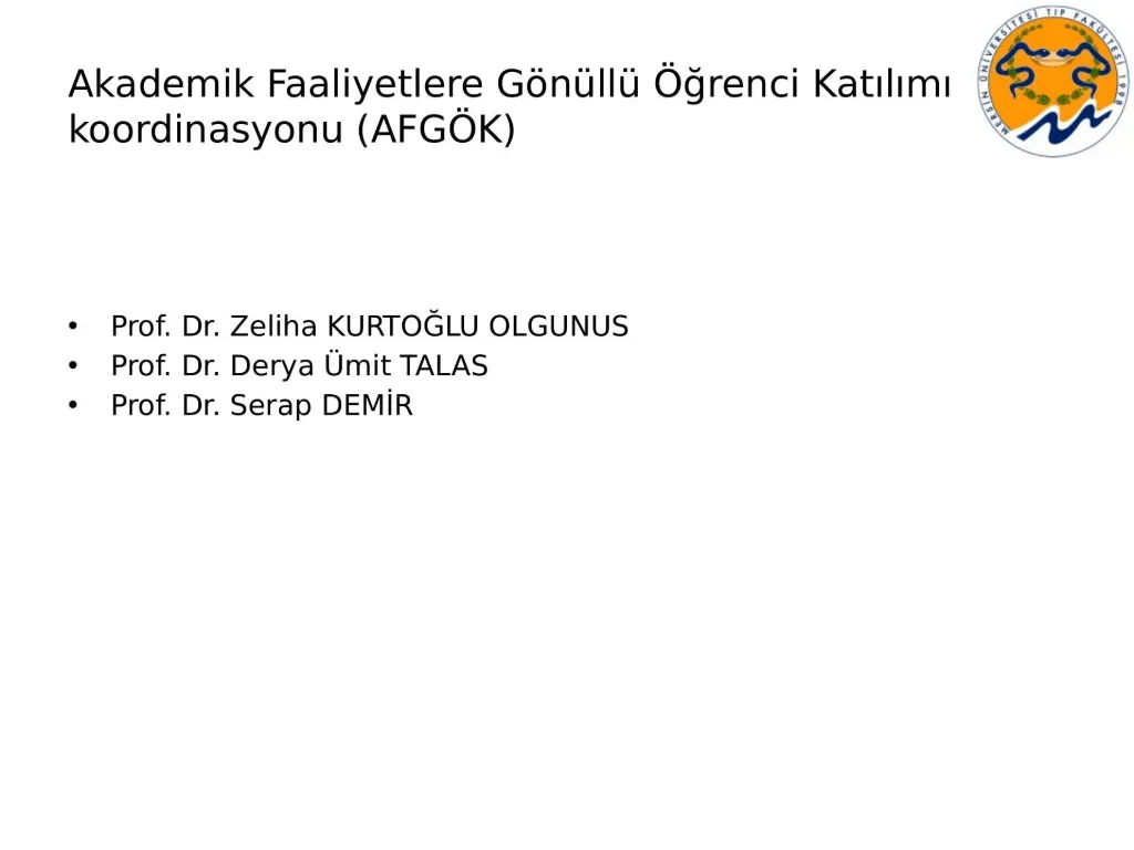 Slayt 66: Akademik Faaliyetlere Gönüllü Öğrenci Katılımı (AFGÖK)