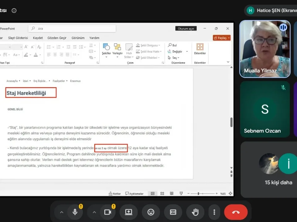 Erasmus Bilgilendirme Tablosu