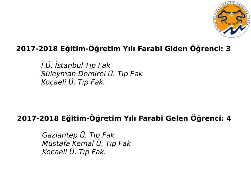 Slayt 11: Farabi giden ve gelen öğrenciler