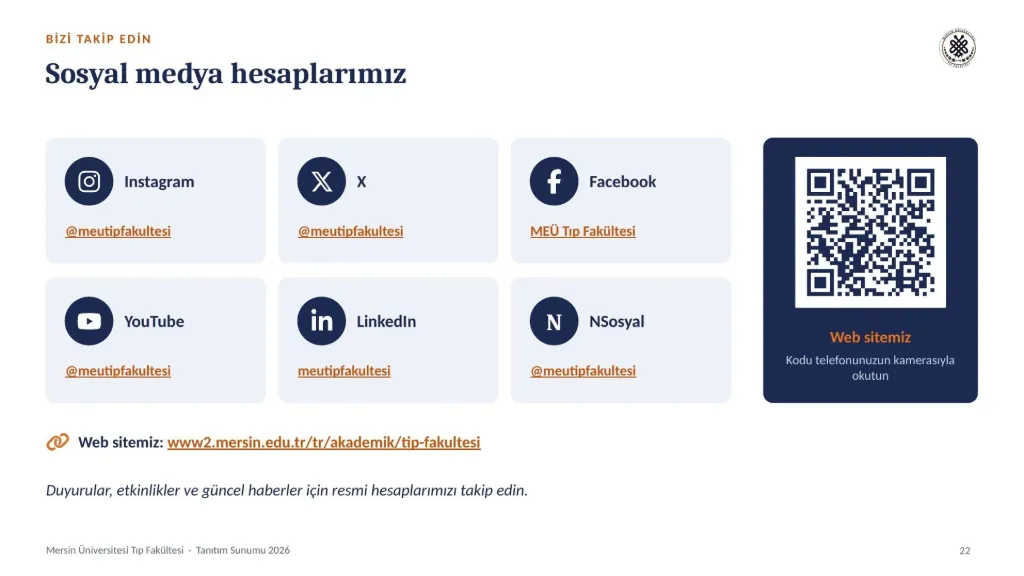 Slayt 22: Sosyal medya hesaplarımız