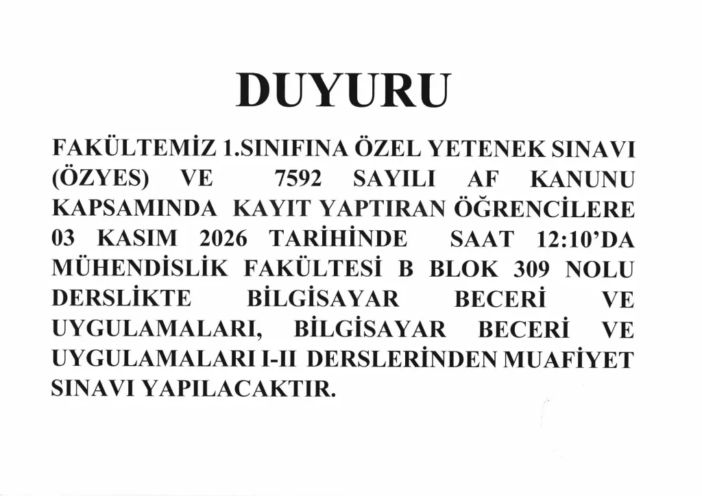 Bilgisayar Beceri Uygulamaları Muafiyet Sınavı, 1/1